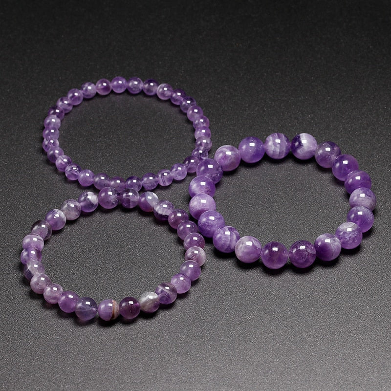 Natural Dream Amethysts Quartz Energy Light Purple GemStone Bracelet