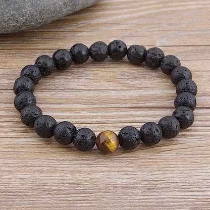 Marble Bead Tiger Eye Bead Blue Bead Lava Natural Stone Bead Bracelet